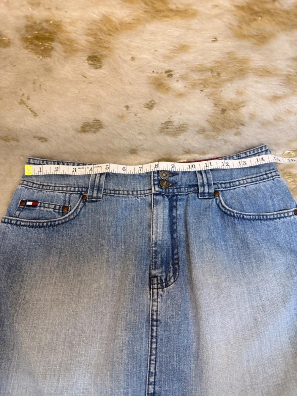 Tommy Hilfiger Denim Mini Skirt Womens Size‎ 8 Blue Jean Cotton Logo Casual Y2K